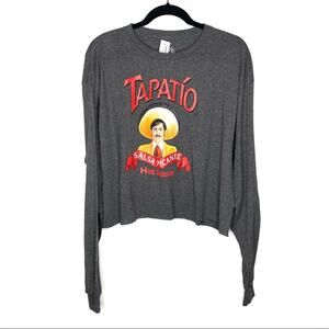 Mighty Fine Tapatio Hot Sauce Long Sleeve T-Shirt Gray Women's Size XL New NWT‎